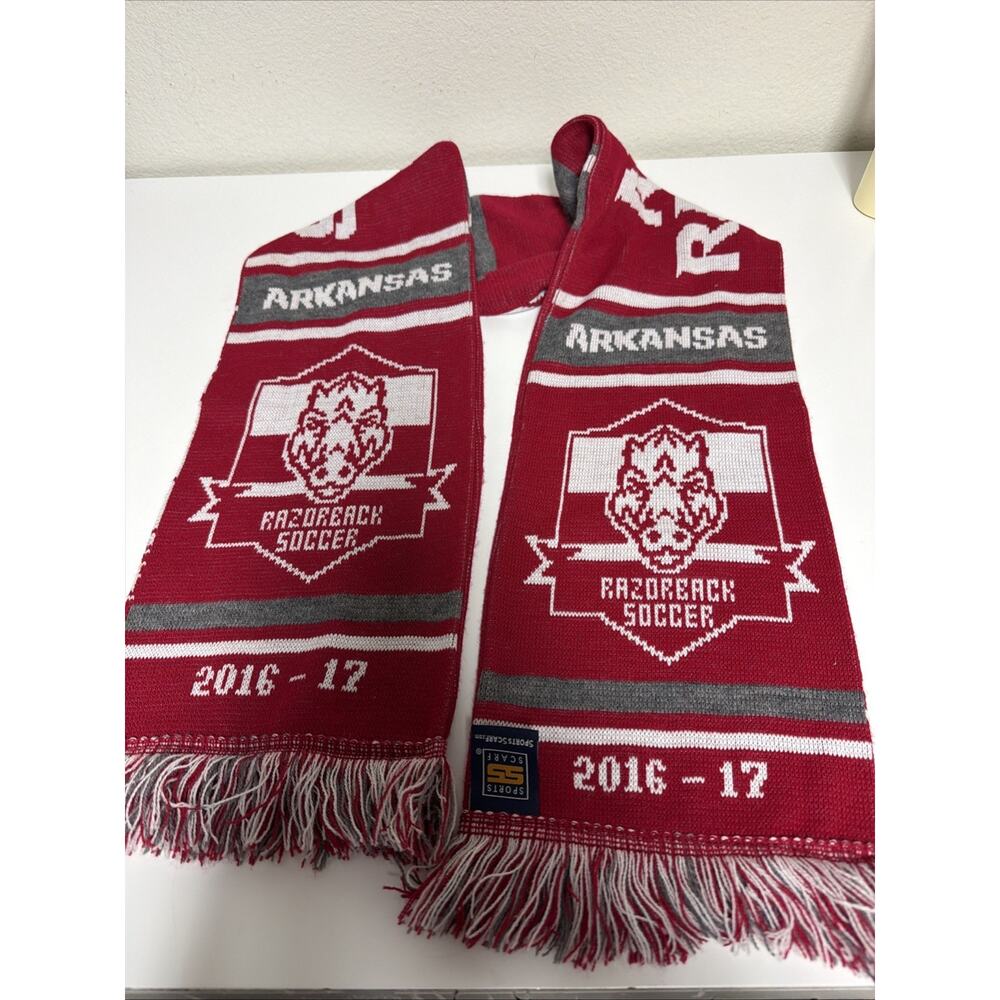 Sports Scarf Red Arkansas Razorback Soccer Sports Fringe 2016-17 Hogs